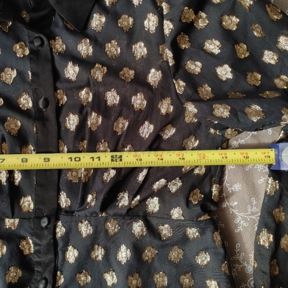Zara gold metallic shirt dress in brocade - Picture 9 of 9